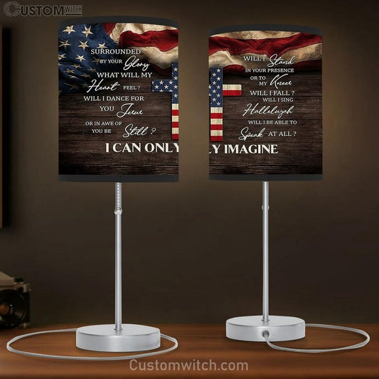 America Flag The Cross I Can Only Imagine Table Lamb Gift - Bible Verse Table Lamb - Religious Bedroom Decor