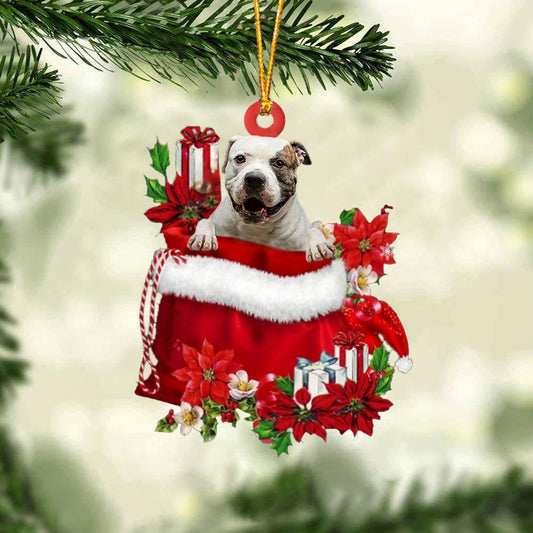 American BullDog In Gift Bag Christmas Ornament, Christmas Gift, Christmas Tree Decorations, Christmas Ornament 2023