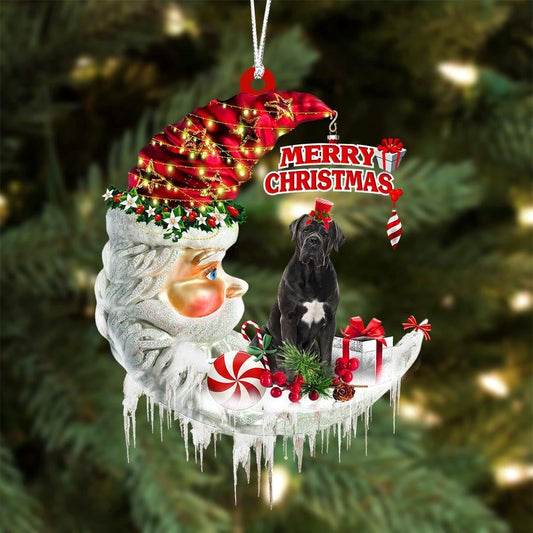 American Bully On The Moon Merry Christmas Hanging Ornament, Christmas Gift, Christmas Tree Decorations, Christmas Ornament 2023