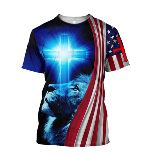 American By Birth Christian By The Grace Of God Jesuss All Over Print 3D T-Shirt, Gift For Christian, Jesus Shirt