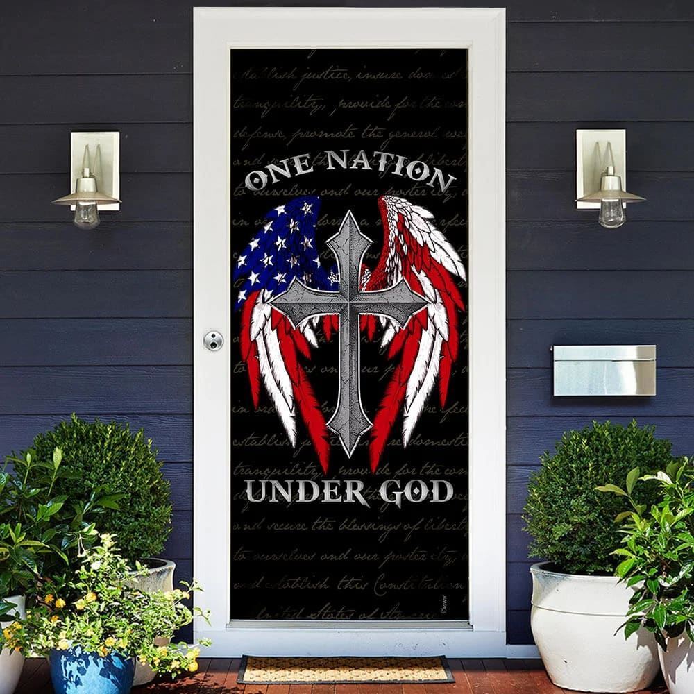 American Christian Cross Door Cover, One Nation Under God Door Cover, Christian Door Decor, Door Christian Church, Christian Door Plaques