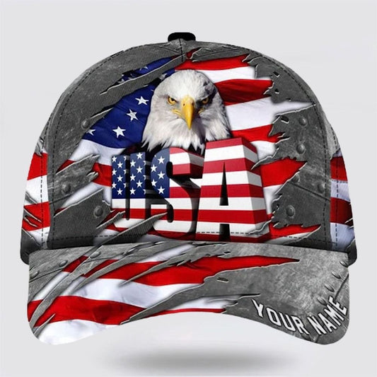 American Flag Bad Eagle Custom Name Baseball Cap, Christian Baseball Cap, Religious Cap, Jesus Gift, Jesus Hat