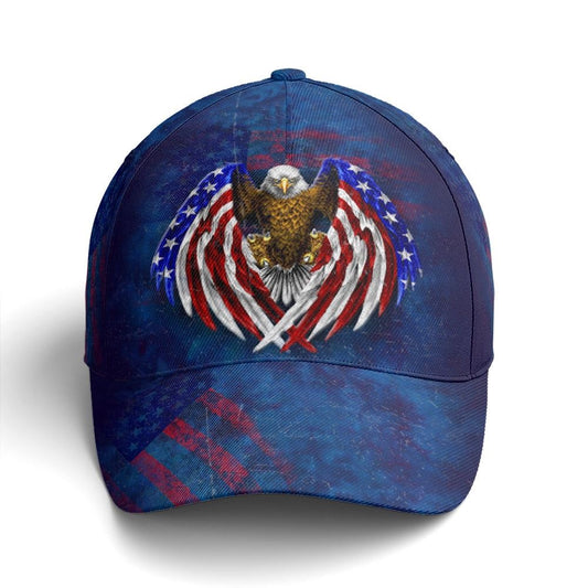 American Flag Eagle Wings Blue Baseball Cap, Christian Baseball Cap, Religious Cap, Jesus Gift, Jesus Hat