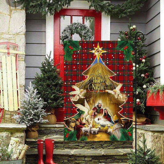 American Flag, O Holy Night Jesus Christmas Flag, Christian Christmas House Flag, Christmas Outdoor Decor Ideas