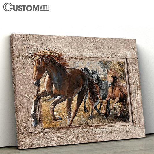 American Quarter Horse Running Horse Meadow Land Canvas Wall Art - Bible Verse Canvas - Religious Prints