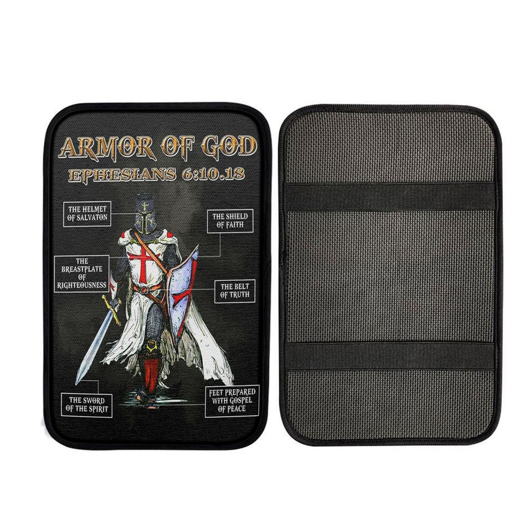 Amor Of God Warrior Of Christ Car Center Console Cover, Christian Car Armrest Cover