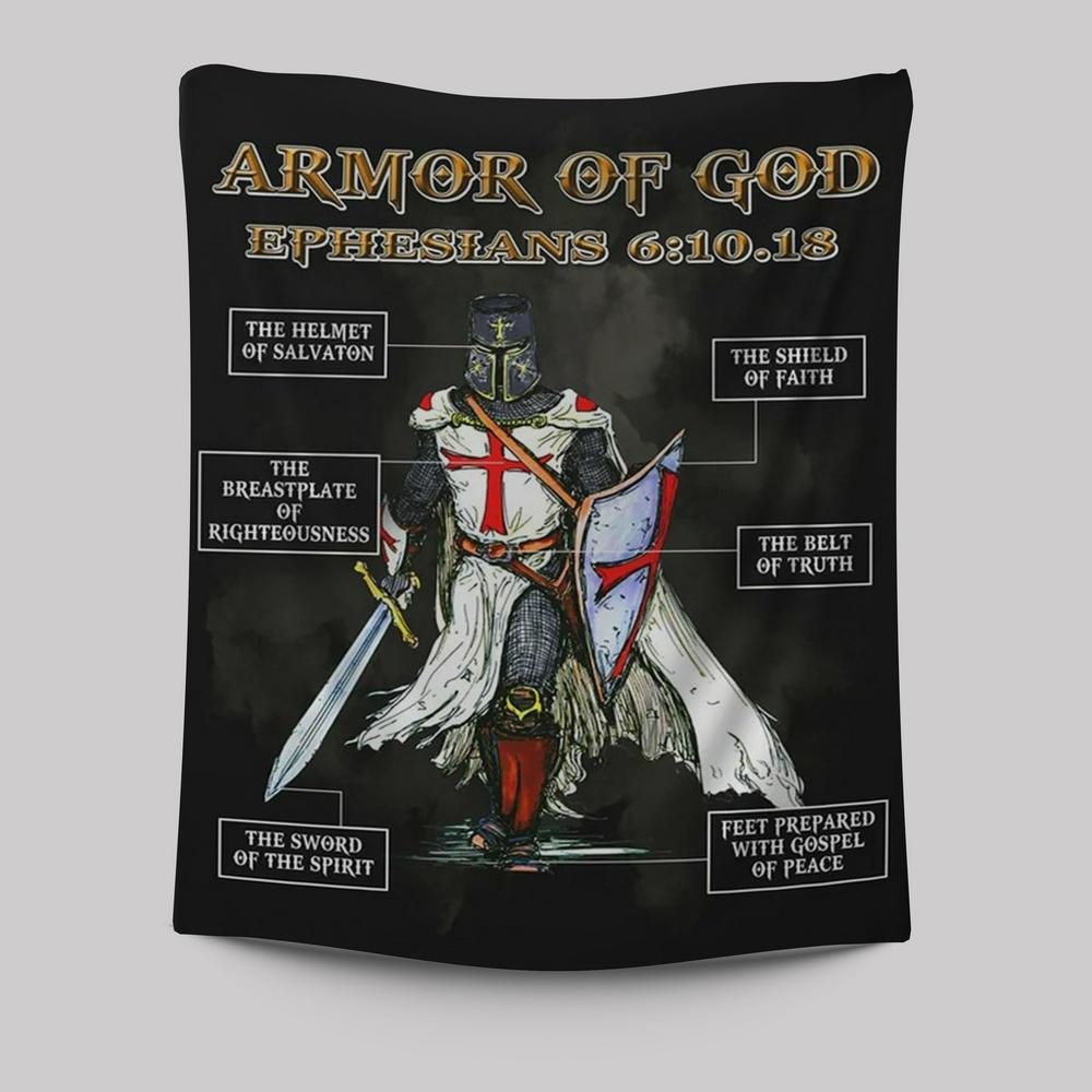 Amor Of God Warrior Of Christ Tapestry Wall Art -  Christian Indoor Wall Tapestries - Religious Art