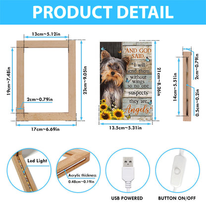 And God Saidy Little Yorkshire Terrier Sunflower Butterfly Frame Lamp Art - Bible Verse Art - Christian Inspirational Decor