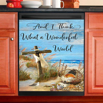 And I Think What A Wonderful World Dishwasher Cover, Christian Dishwasher Magnet Cover, Religious Kitchen Decor