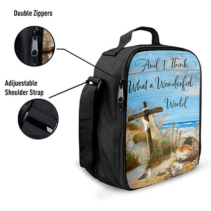 And I Think What A Wonderful World Lunch Bag, Christian Lunch Bag For School, Picnic, Religious Lunch Bag
