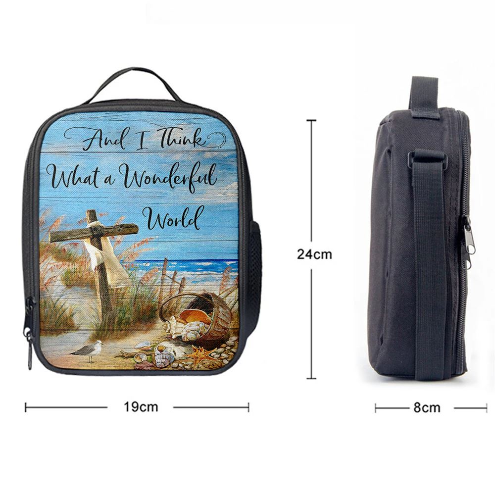 And I Think What A Wonderful World Lunch Bag, Christian Lunch Bag For School, Picnic, Religious Lunch Bag
