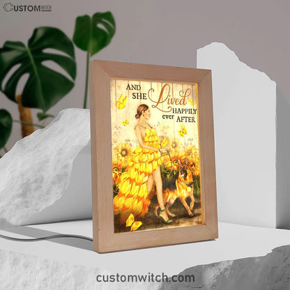 And She Lived Happily Ever After Beautiful Girl German Shepherd Frame Lamp Art - Christian Art Decor - Religious Gifts Night Light