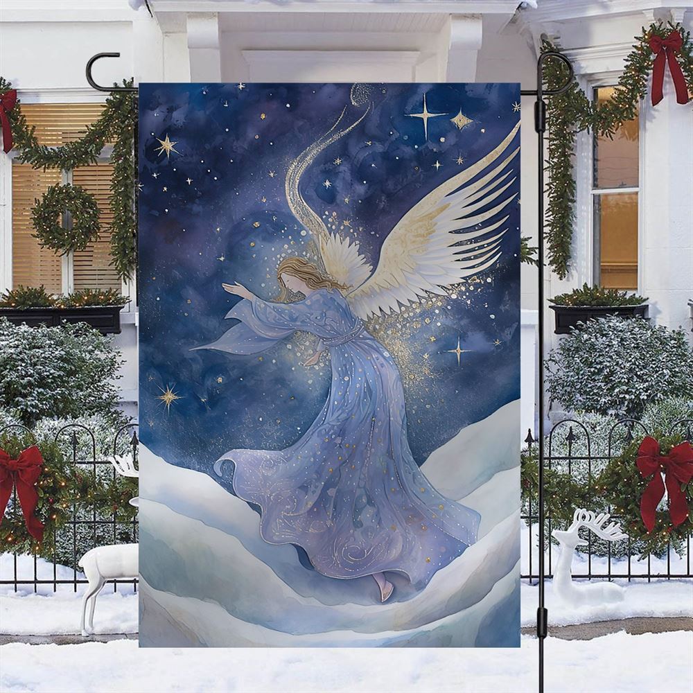 Angel Dancing On The Cloud Flag, Christmas Angel Garden Flag, Christmas Outdoor Decor Ideas