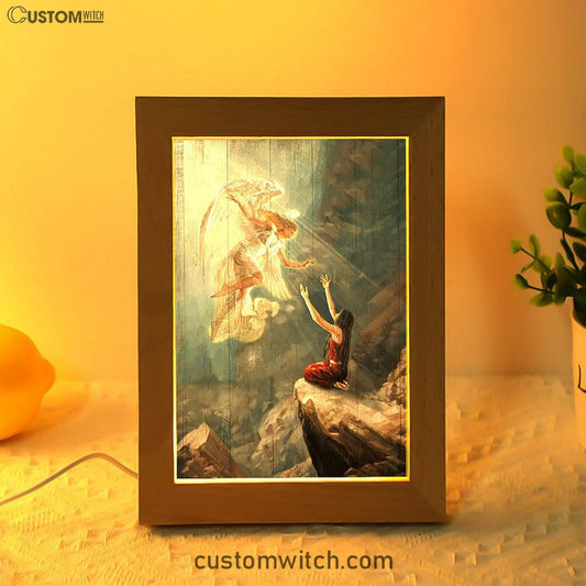 Angel The Way To Heaven Frame Lamp Art - Christian Night Light - Bible Verse Wooden Lamp