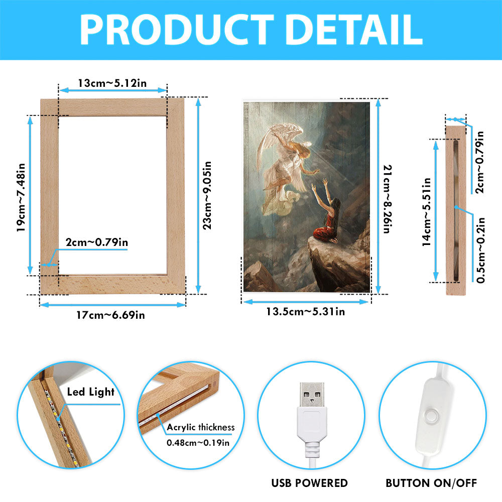 Angel The Way To Heaven Frame Lamp Art - Christian Night Light - Bible Verse Wooden Lamp