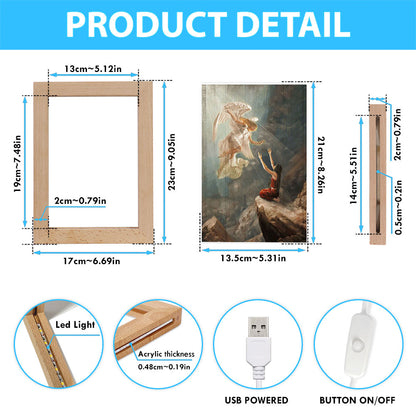 Angel The Way To Heaven Frame Lamp Art - Christian Night Light - Bible Verse Wooden Lamp