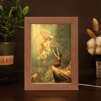 Angel The Way To Heaven Frame Lamp Art - Christian Night Light - Bible Verse Wooden Lamp