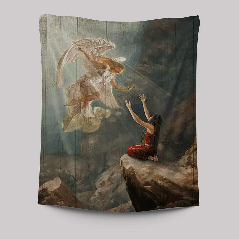 Angel The Way To Heaven Tapestry Wall Art - Christian Tapestries Prints - Bible Verse Tapestry Art