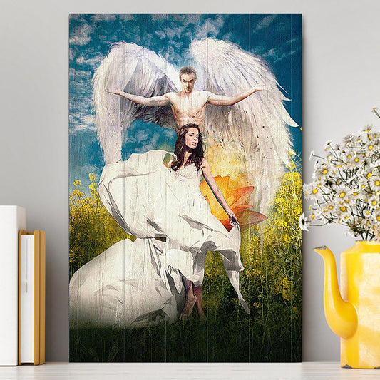 Angel Wings Lotus Flower Jesus Painting Canvas Wall Art - Christian Canvas Prints - Bible Verse Canvas Art