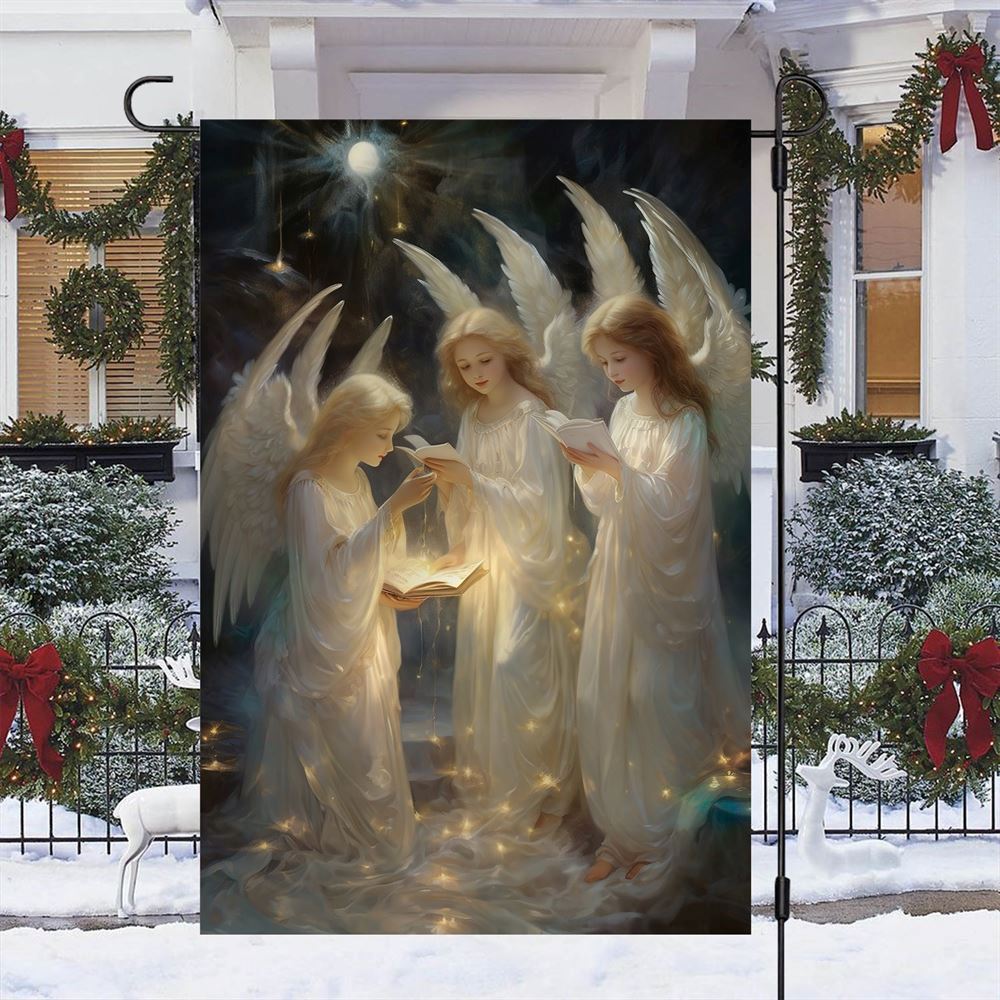 Angelic Hymns Of Holy Night Flag, Christmas Angel Garden Flag, Christmas Outdoor Decor Ideas