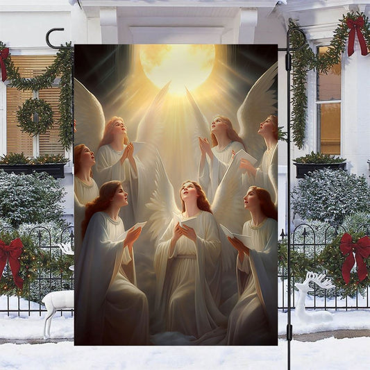 Angelic Serenade A Celestial Dawn Flag, Christmas Angel Garden Flag, Christmas Outdoor Decor Ideas