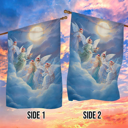 Angels In Festive Flight Flag, Christmas Angel Garden Flag, Christmas Outdoor Decor Ideas