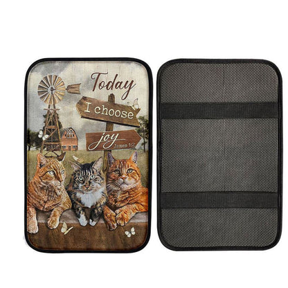 Angry Cat Windmill Today I Choose Joy Car Center Console Cover, Christian Car Interior Accessories