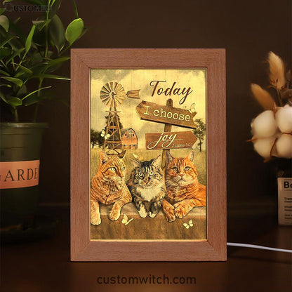 Angry Cat Windmill Today I Choose Joy Frame Lamp Art - Christian Night Light - Bible Verse Wooden Lamp