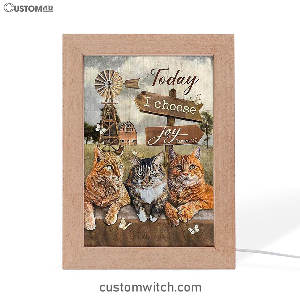 Angry Cat Windmill Today I Choose Joy Frame Lamp Art - Christian Night Light - Bible Verse Wooden Lamp