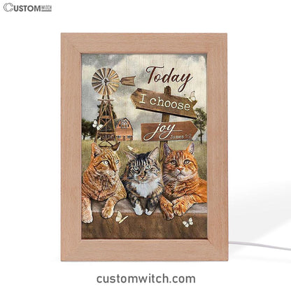 Angry Cat Windmill Today I Choose Joy Frame Lamp Art - Christian Night Light - Bible Verse Wooden Lamp