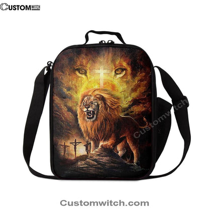Angry Lion Of Judah Jesus On The Cross Lunch Bag, Christian Lunch Bag For School, Picnic, Religious Lunch Bag