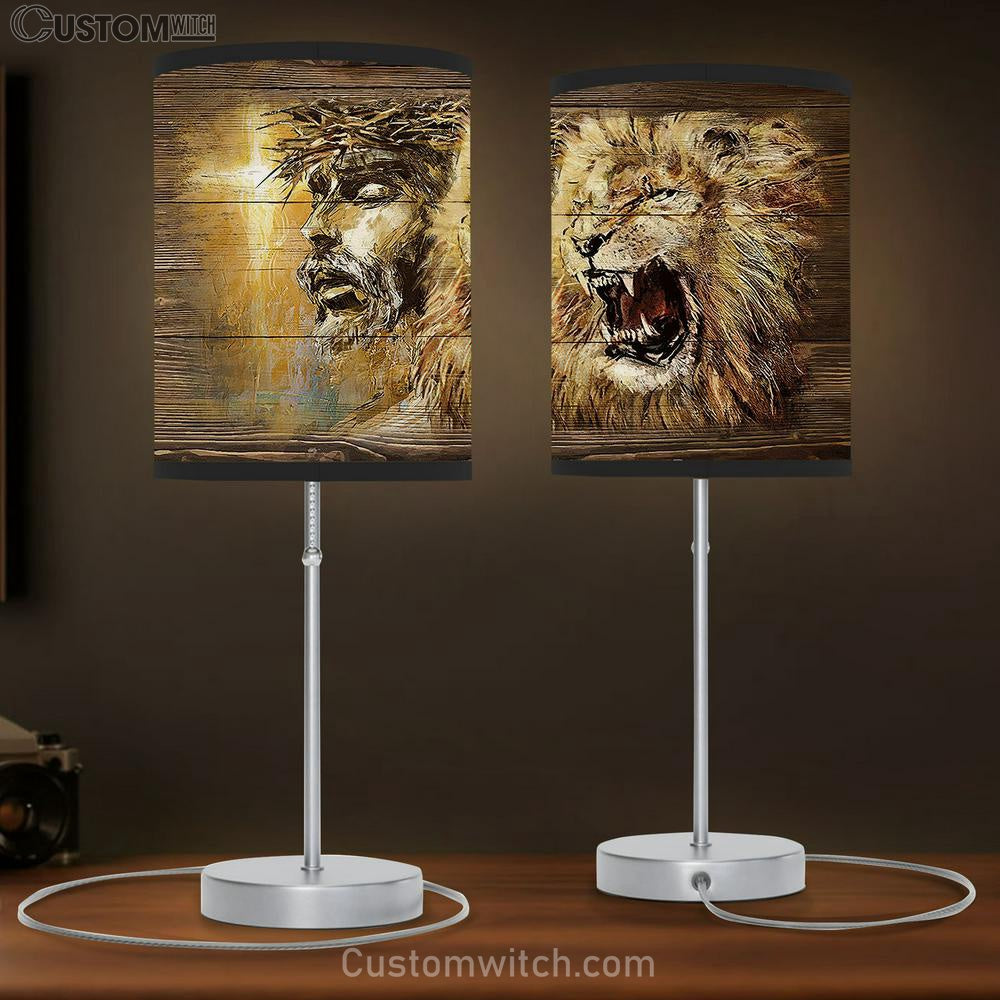 Angry Lion Stunning Jesus Face Table Lamb Gift - Bible Verse Table Lamb - Religious Bedroom Decor
