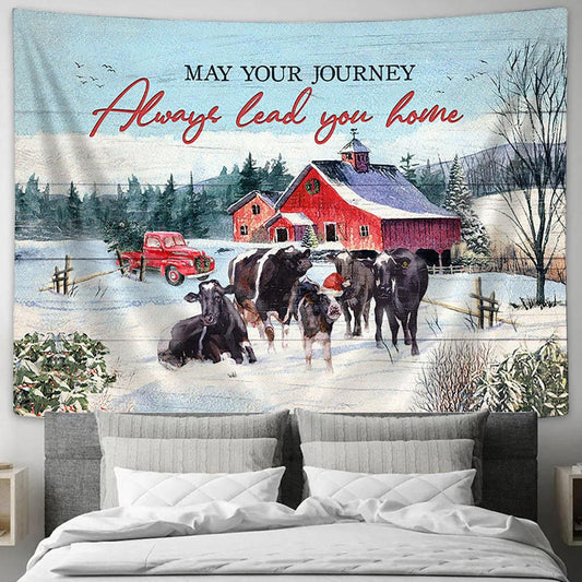 Angus Aberdeen May your journey always lead you home Tapestry Wall Art - Bible Verse Tapestry - Religious Tapestry Wall Hanging