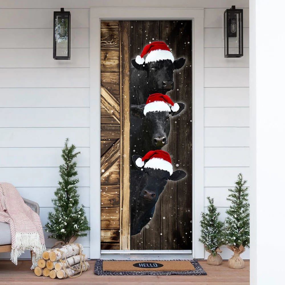 Angus Cattle Door Cover, Unique Gifts Doorcover, Housewarming Gifts, Christmas Door Knob Covers, Christmas Outdoor Decoration