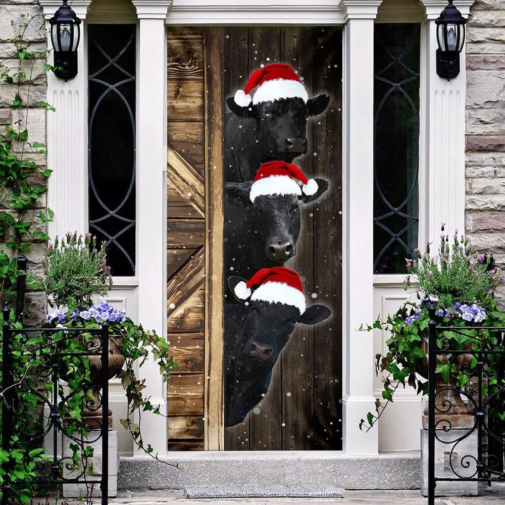 Angus Cattle Door Cover, Unique Gifts Doorcover, Housewarming Gifts, Christmas Door Knob Covers, Christmas Outdoor Decoration
