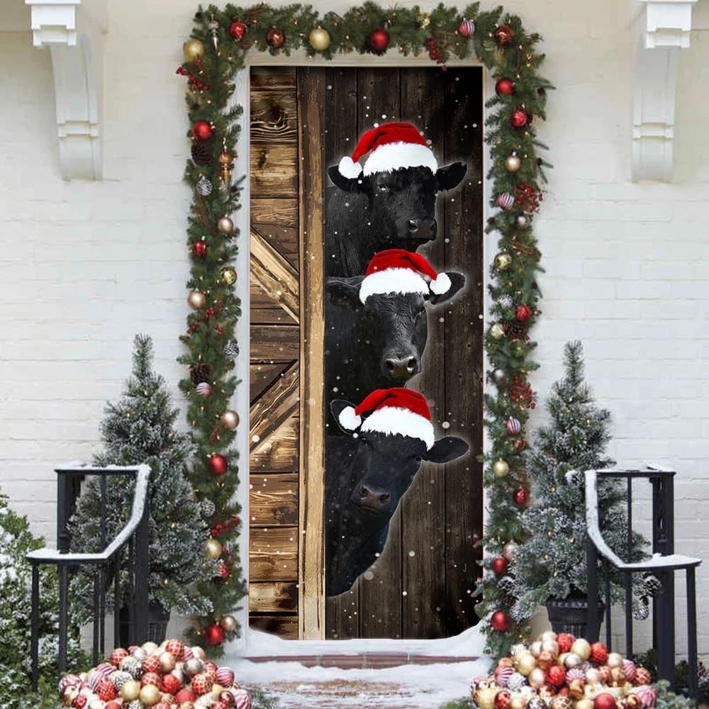 Angus Cattle Door Cover, Unique Gifts Doorcover, Housewarming Gifts, Christmas Door Knob Covers, Christmas Outdoor Decoration