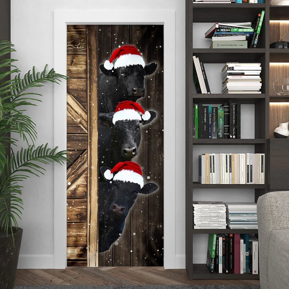 Angus Cattle Door Cover, Unique Gifts Doorcover, Housewarming Gifts, Christmas Door Knob Covers, Christmas Outdoor Decoration
