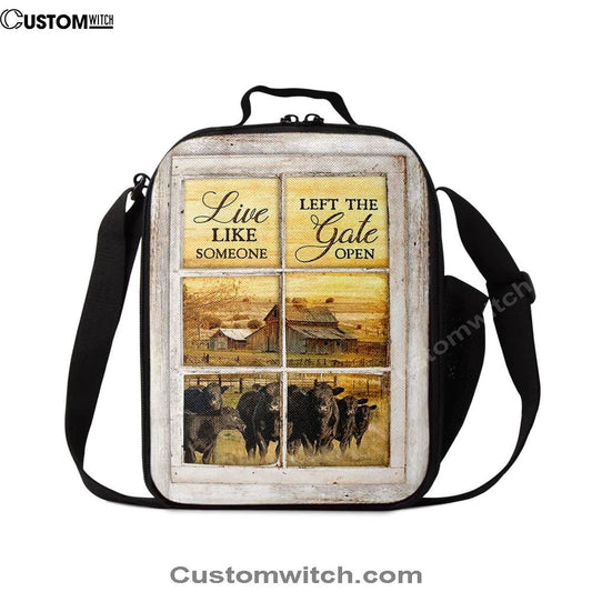Angus Cow Live Like Someone Left The Gate Open Lunch Bag, Christian Lunch Bag For School, Picnic, Religious Lunch Bag