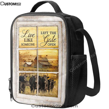 Angus Cow Live Like Someone Left The Gate Open Lunch Bag, Christian Lunch Bag For School, Picnic, Religious Lunch Bag