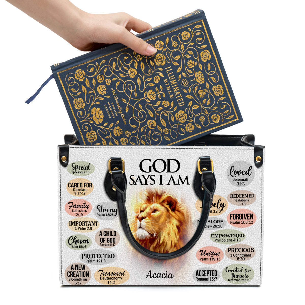 Animal What God Says About You Personalized Leather Handbag With Handle Christian Gifts For Religious Women