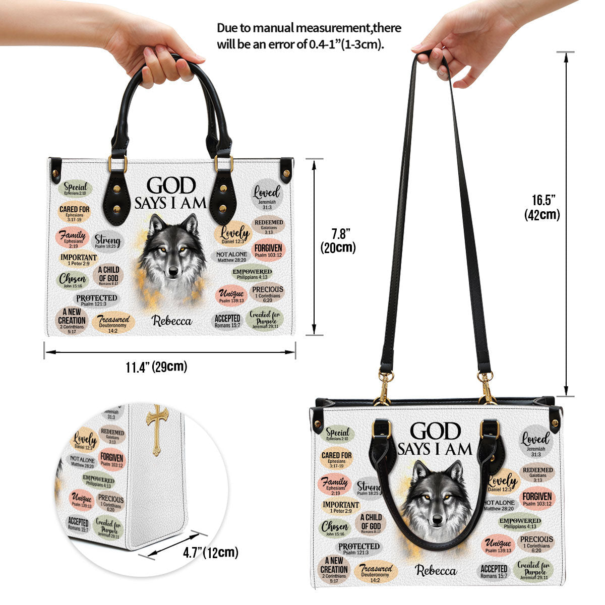 Animal What God Says About You Personalized Leather Handbag With Handle Christian Gifts For Religious Women