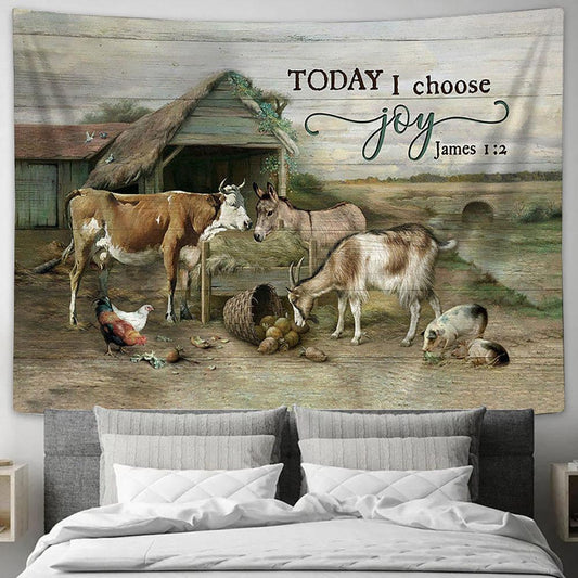 Animal farm Today I choose Tapestry Wall Art - Bible Verse Tapestry - Religious Tapestry Wall Hanging