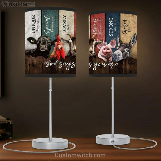 Animals On Farm God Says You Are Table Lamb Gift - Bible Verse Table Lamb - Religious Bedroom Decor