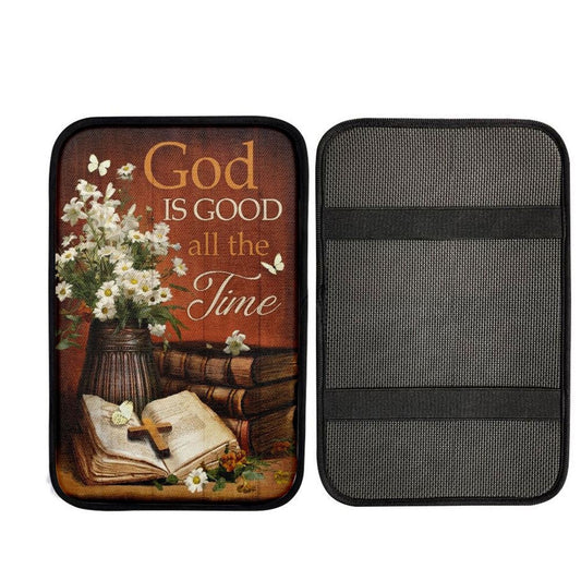 Antique Bible Vintage Painting God Is Good All The Time Car Center Console Cover, Car Armrest Pad, Christian Gift, Armrest Box Mat