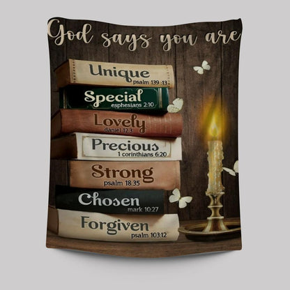 Antique Book Beautiful Night God Says You Are Tapestry