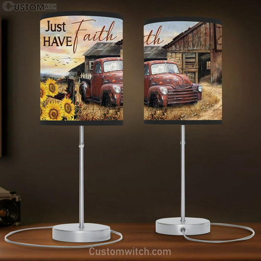 Antique Ladybug Car, Old Farm, Sunflower Garden, Just Have Faith Table Lamb