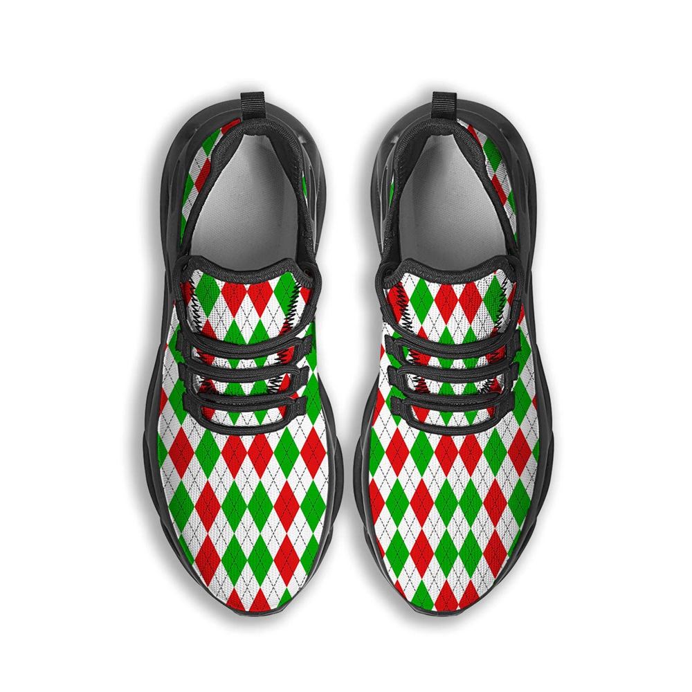 Argyle Merry Christmas Print Pattern Black Max Soul Shoes For Men Women, Best Running Sneaker, Christmas Shoes, Winter Fashion Shoes