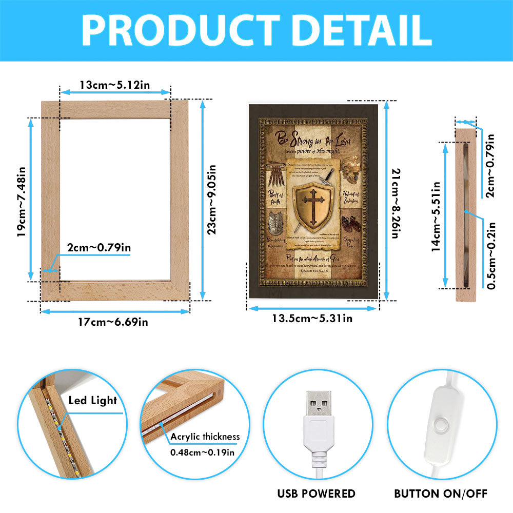 Armor Of God Shield Of Faith Frame Lamp - Be Strong In The Lord And The Power Of His Might Frame Lamp Art - Christian Night Light