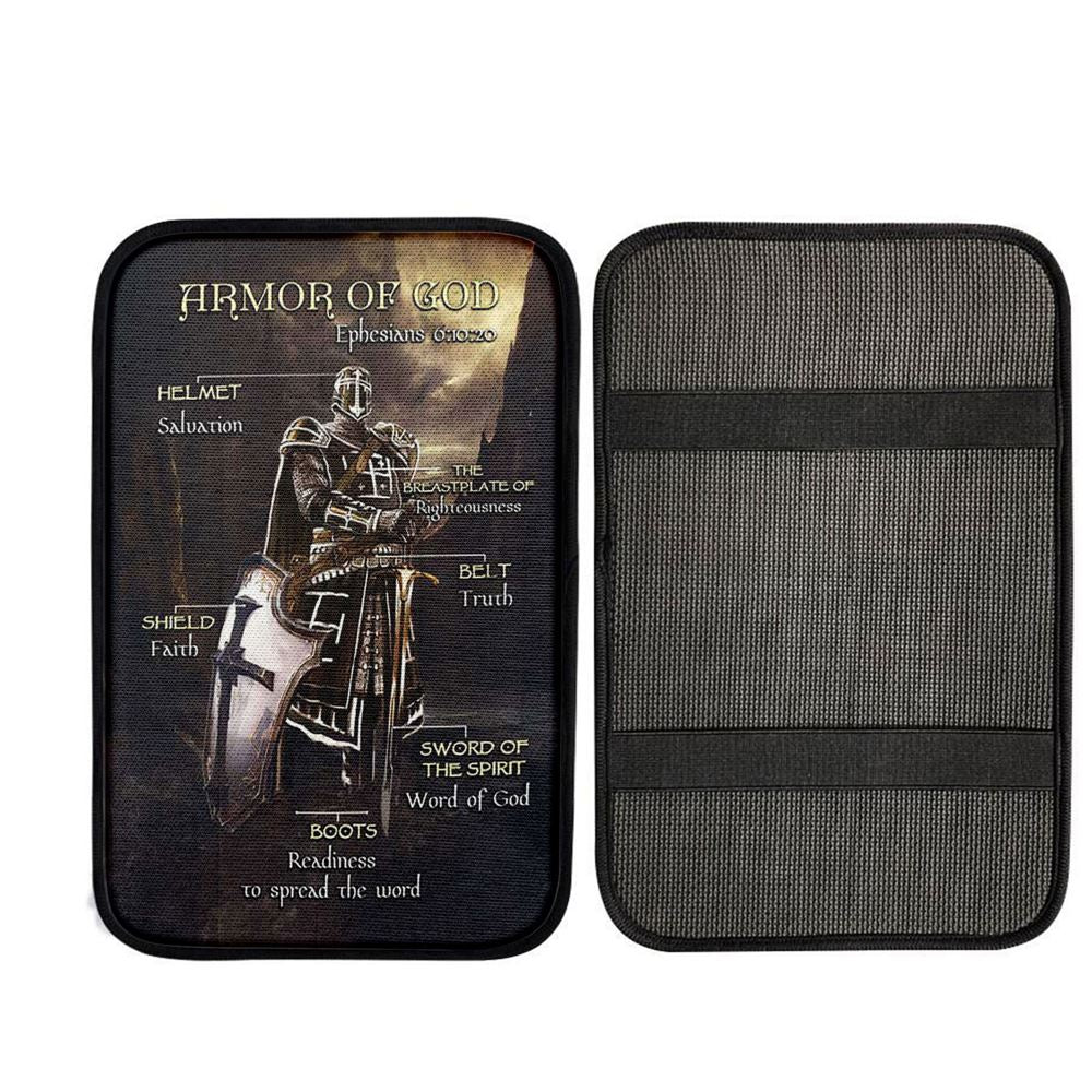 Armor Of God The Knight Of God Warrior Painting - Under The Command Of God Car Center Console Cover, Christian Car Interior Accessories