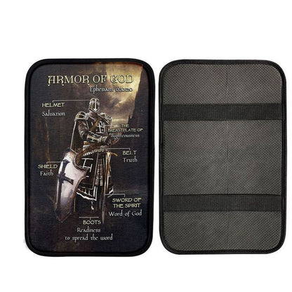 Armor Of God The Knight Of God Warrior Painting - Under The Command Of God Car Center Console Cover, Christian Car Interior Accessories
